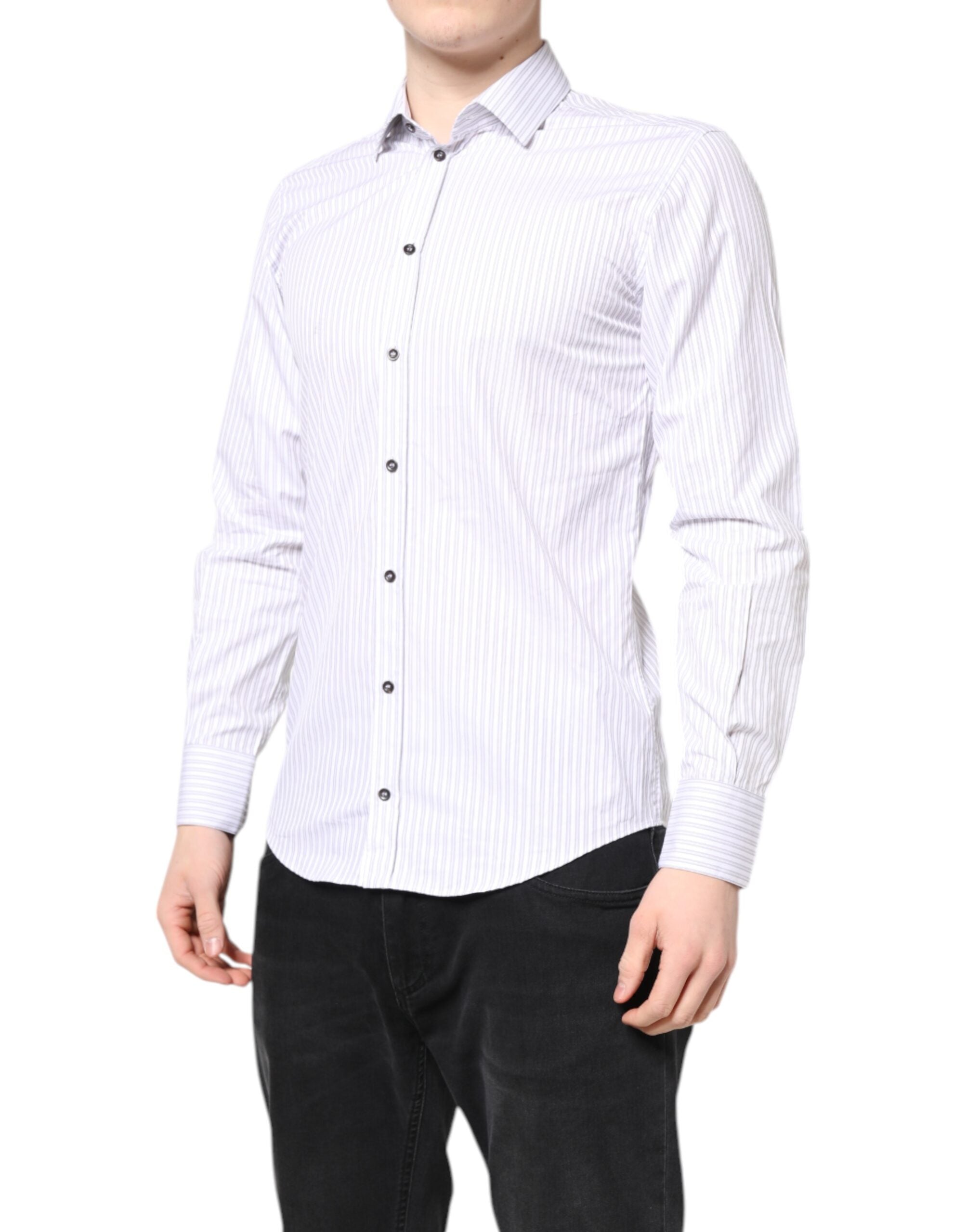 Dolce & Gabbana White striped MARTINI men's cotton shirt